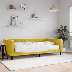 Dnevni krevet s madracem žuti 100 x 200 cm baršunasti