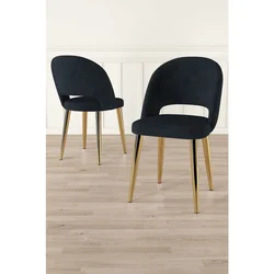 Hanah Home set trpezarijskih stolica Pane 2 kom, antracit tkanina Babyface, zlatne metalne noge