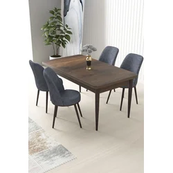 Hanah Home Set Trpezarijski sto i 4 stolice Nil, Sivo-braon