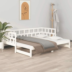 Dnevni ležaj na izvlačenje bijeli 2x(90x200)cm masivna borovina