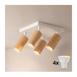 Brilagi - LED RGBW prigušiva spot svetlo SELE SQUARE 4xGU10/6,5W/230V bela/hrast