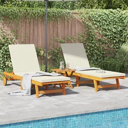 Ležaljka 2 pcs Smeđa 65 x 199 x 84 cm Čvrsto drvo akacije