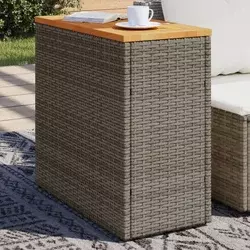 Vrtni bočni stolić s drvenom pločom sivi 58x27,5x55cm poliratan