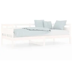 Vidaxl Dnevna postelja bela trdna borovina 90x200 cm