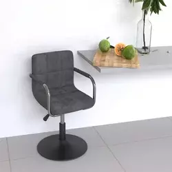 Vidaxl vidaXL Barski stol temno siv, oblazinjen z žametom