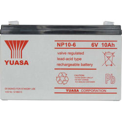 Yuasa Olovni akumulator 6 V 10 Ah Yuasa NP10-6 NP10/6 Olovno-koprenasti (Š x V x d) 151 x 97.5 x 50 mm Plosnati priključak 4.8 mm Bez