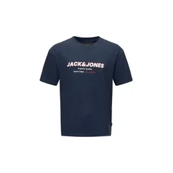 JACK & JONES Majica JJABBO nočno modra/temno rdeča/bela