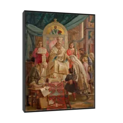 Canvas Slika na platnu Sveti Sava blagosilja Srpčad-Uroš Predić, 60x80 cm, Sa ramom, Crna