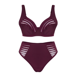 Trendyol Curve Burgundy Striped Underwire Cupless Plus Size Lingerie Sets