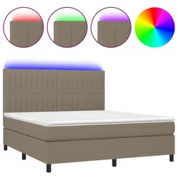 Vidaxl Box spring postelja z vzmetnico LED taupe 160x200 cm blago