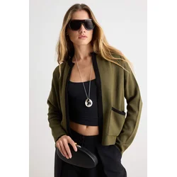 Trendyol Milla ženski set bluza-jakna Twoaw25Hi00058, maslinasta-višebojna