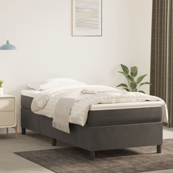 vidaXL Box spring postelja z vzmetnico temno siva 90x200 cm žamet
