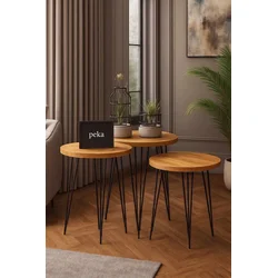 Hanah Home Set uklopivih stočića, 3 komada, Krem
