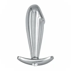 SuperLove Penis Butt Plug Silver-Clear Gem