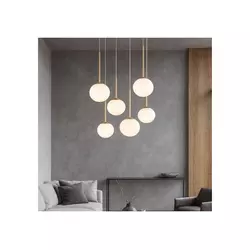 Ondaluce - Luster na sajli JEWEL 6xE14/10W/230V O 55 cm zlatna/bela
