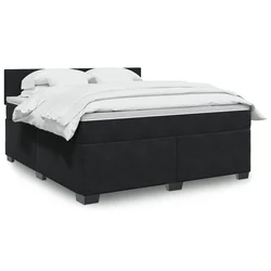 Vidaxl Box spring postelja z vzmetnico črna 180x200 cm žamet