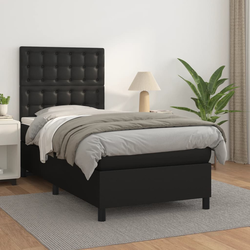 Krevet s oprugama i madracem crni 90 x 200 cm od umjetne kože