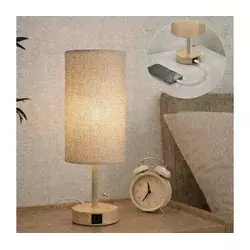 Brilagi - Stona lampa sa USB portom TABLON 1xE27/25W/230V hrast/bež