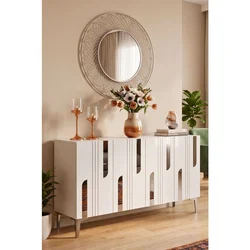 Hanah Home komoda Nota 120, 120 cm, bela / srebrna