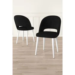 Hanah Home set trpezarijskih stolica Pane 8 kom, crna tkanina Babyface, bele metalne noge