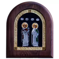 Ikona u drvetu Sveti Car Konstantin i Carica Jelena, 170x205x22mm