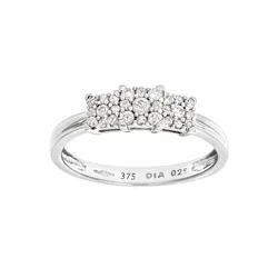 DIAMANT LETERNEL Prstan Cluster-Ring aus 375 Weißgold mit Diamant srebrna