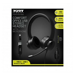 Port Design COMFORT OFFICE USB STEREO HEADSET WITH MICROPHONE