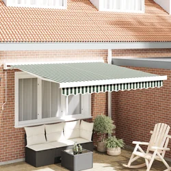 Skrovita tenda Zelena i bijela 350 x 250 cm Tkanina i Metal