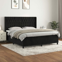 shumee Box spring postelja z vzmetnico črna 180x200 cm žamet
