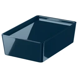 KUGGIS Kutija s poklopcem, crno-plava, 18x26x8 cm
