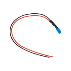 LED 5 mm modra 12V črna s kablom 20cm