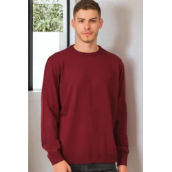 V0091 DEWBERRY MENS OVERSIZE SWEATER-PLAIN BURGUNDY