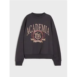 Sinsay - Pamučna crewneck dukserica sa natpisom Academia - svetlo siva