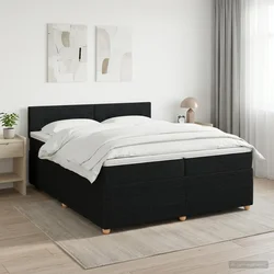 vidaXL Postelja boxspring z vzmetnico Črna 200 x 200 cm Blago