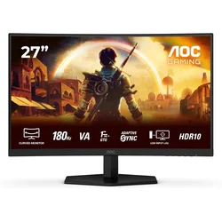 AOC Gejming monitor C27G42E, 27, 1920x1080, VA, 180 Hz, 1 ms, Adaptive Sync, Zakrivljen, Crni