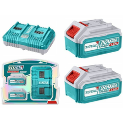 Total alati Set baterija 20V 5.0ah x2kom i dualni punjač 4.0ah