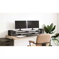 Stalak za monitor boja betona 100x27x15 cm konstruirano drvo