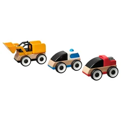 LILLABO Automobil, 3 kom., bager policijski automobil/trkački automobil raznobojno