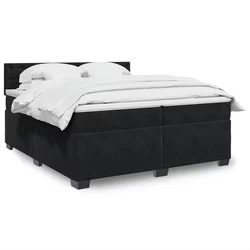 vidaXL Box spring postelja z vzmetnico črna 200x200 cm žamet