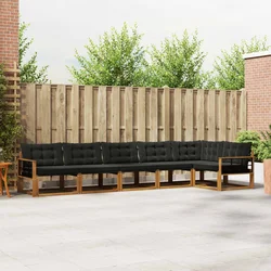 Set vanjskih sofa 6 kom. Prirodna i crna