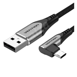 USB 2.0 to Micro-B Right Angle Cable 0.5M Gray Aluminum Alloy Type(Reversible Design)