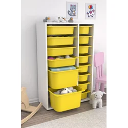 Hanah Home Višenamenska komoda Rine 2D4K8U v2, 69.5 x109 x30 cm, Belo-žuta