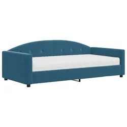 Vidaxl Dnevna postelja z vzmetnico modra 100x200 cm žamet