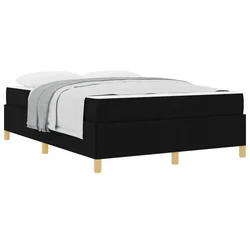 Vidaxl Konstrukcija postelje z vzmetnico Črna 140 x 190 cm blago