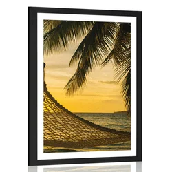 Plakat s paspartujem viseča mreža na plaži - 60x90 silver