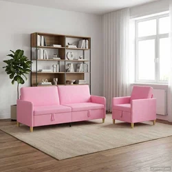 Set sofe s pohranom 2 pcs Ružičasta Poliester