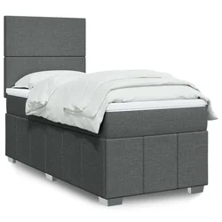 vidaXL Box spring postelja z vzmetnico temno siva 90x190 cm blago