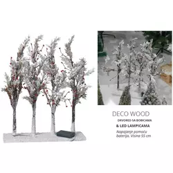 Novogodišnja dekoracija Deco Wood sa lampicama 55 cm