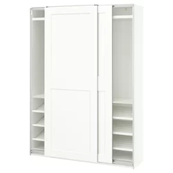 PAX / GRIMO Garderober s kliznim vratima, bela/bela, 150x43x201 cm