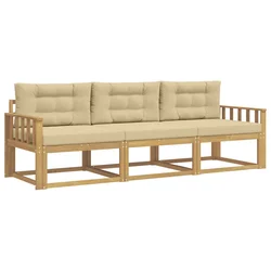 Set vanjskih sofa s jastukom 3 pcs Bijela i bež Poliester